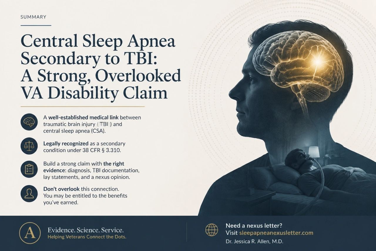 Illustration of the brain's respiratory control centers, showing central sleep apnea secondary to traumatic brain injury.